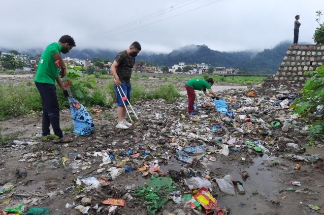 Waste in Chandrabhaga during clean-up 